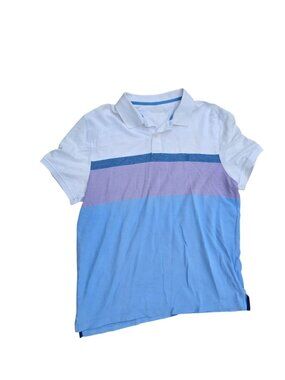 Izod Mens XL Colorblock Polo Shirt In White/Blue/Lavender Cotton Blend